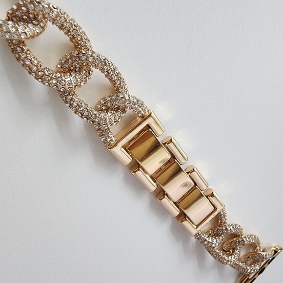 NWT Rhinestone Embellished Chunky Chain Link Apple Watch Band - Picture 4 of 10
